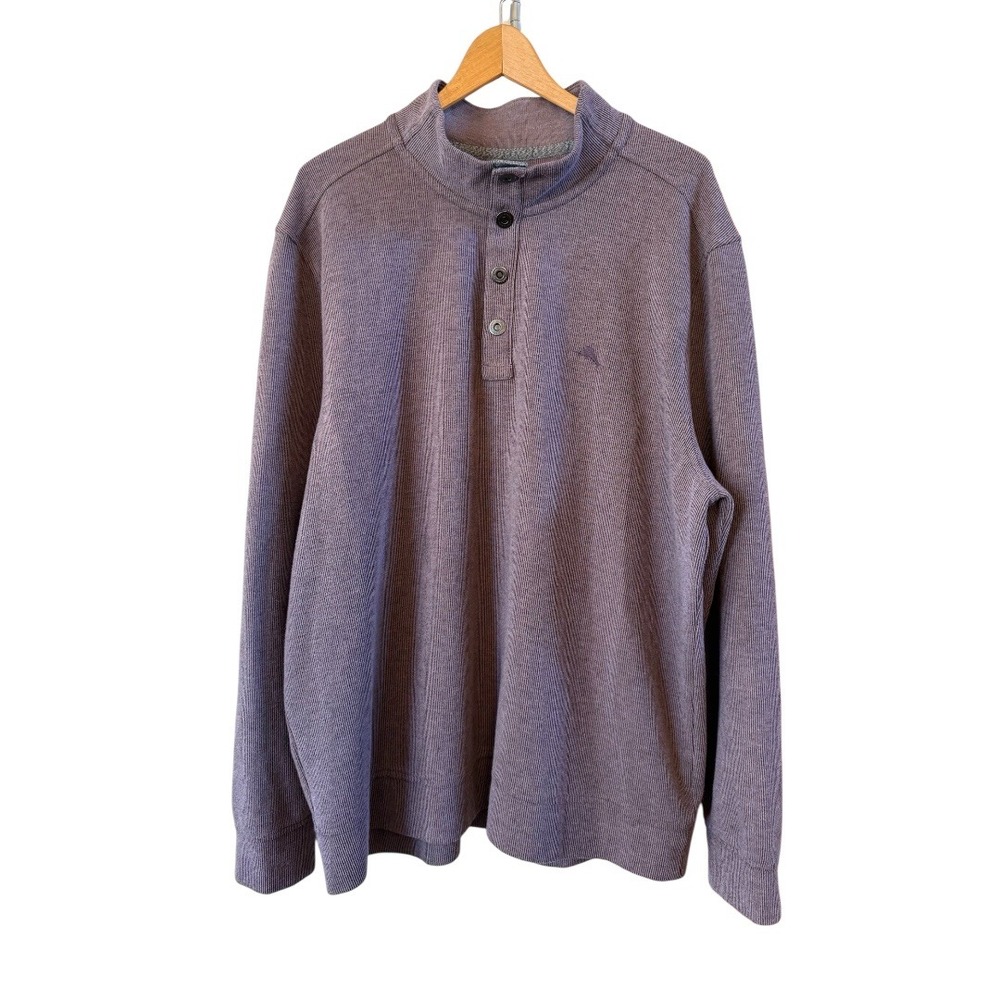 Men's‎ Purple XXL Tommy Bahama Cold Springs Henley 3/4 Mock Collar Sweater
